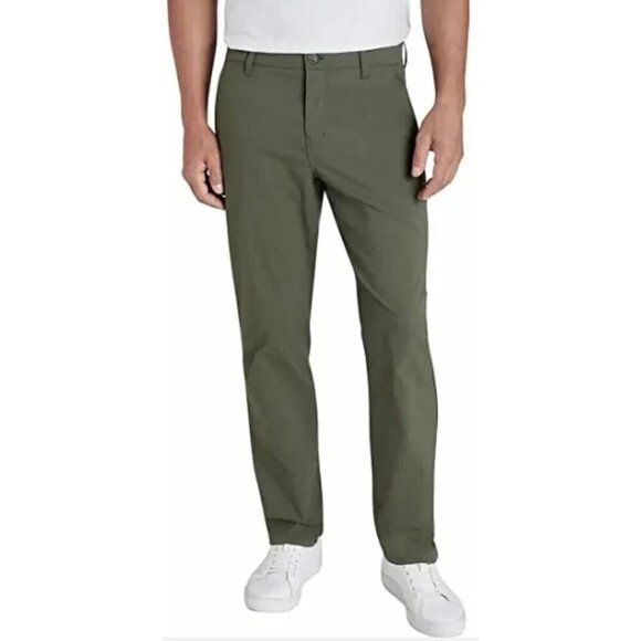 NWOT Lands' End Men's 40 Traditional Fit Forest Moss Chino Pants Cotton Elastic - Picture 1 of 8